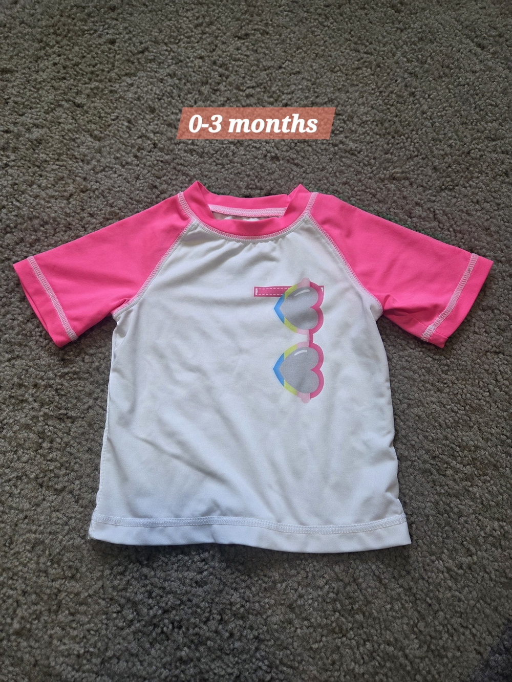 Pink & White Heart Rash Guard Swim Shirt